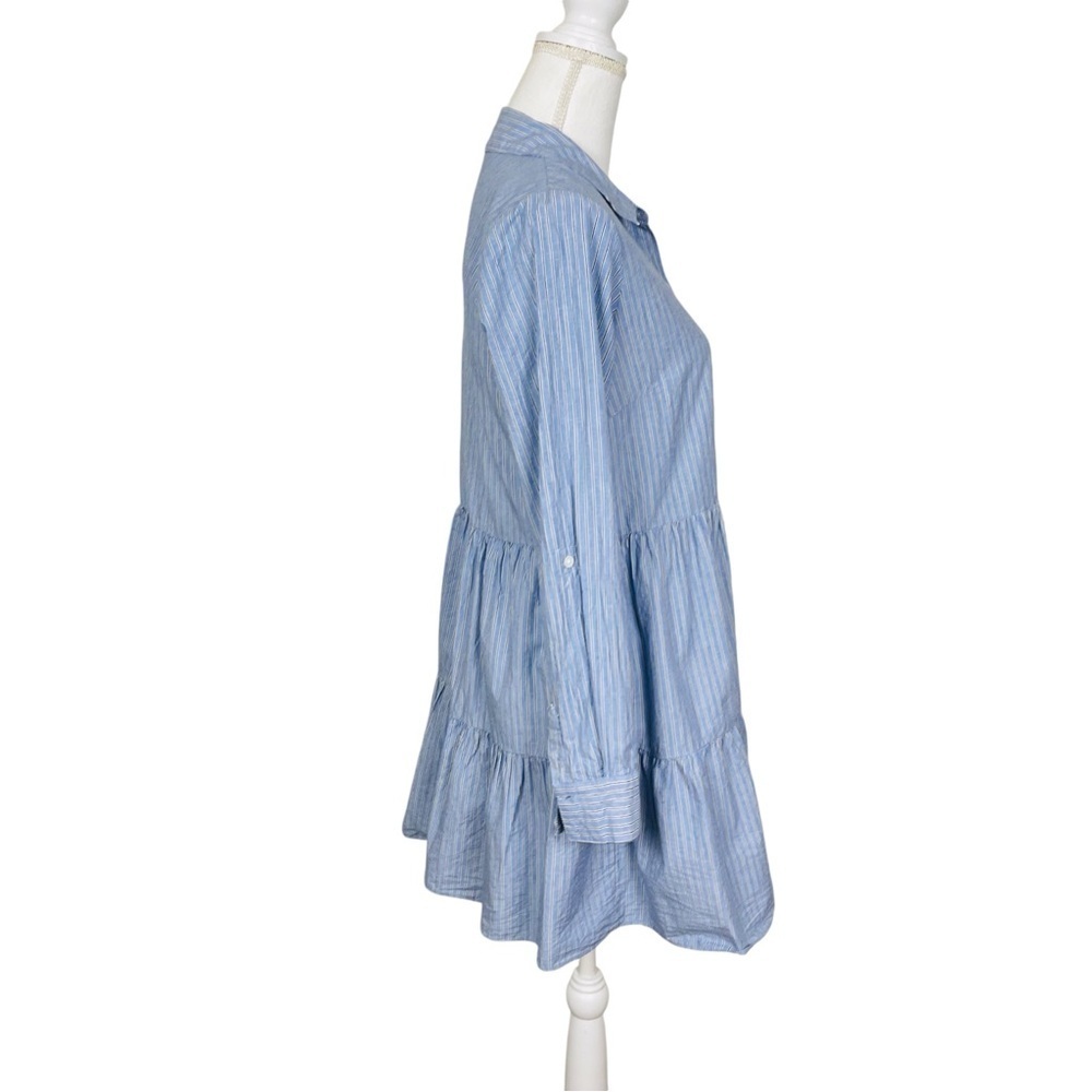VERONICA BEARD Jemila Tiered Cotton Mini Shirt Dress - Picture 10 of 15